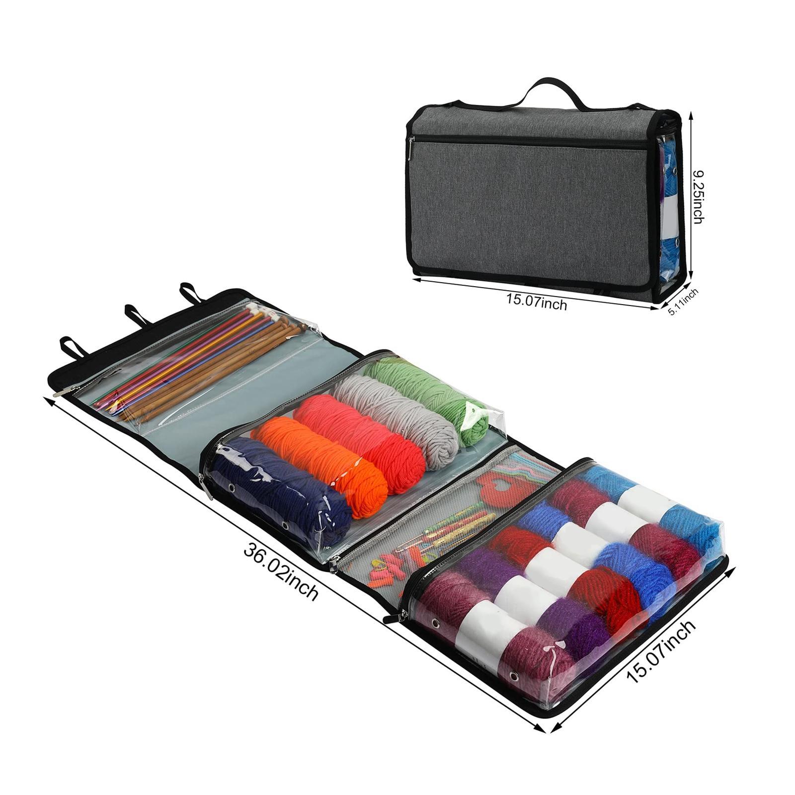 Foldable Hanging Yarn Storage Bag with 4 Pockets Clear Bulk Yarn Organizer