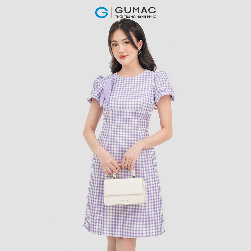 Đầm nữ GUMAC DC07034  chất liệu COOTON phối phụ kiện xinh xắn