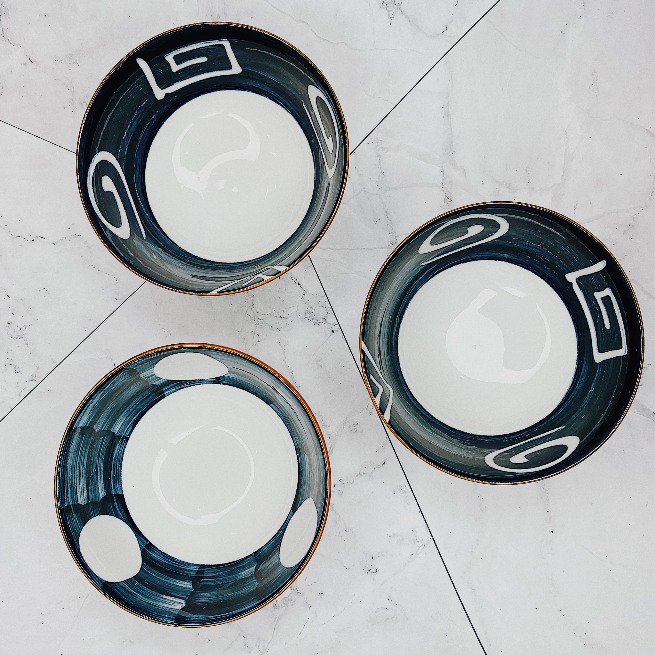Bộ 6 chén cơm Ceramic Porcelain phong cách Nhật Bản - Hoa văn truyền thống Nhật Bản MFA-6R