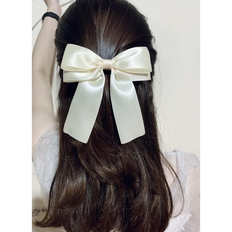 Kẹp tóc nơ vải bản rộng dễ thuơng
