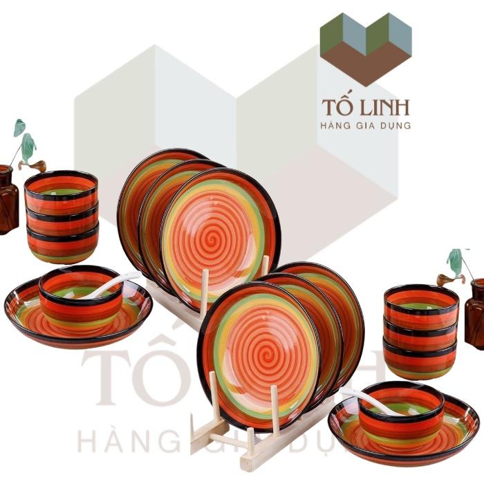 Bộ Dụng Cụ Bàn Ăn Sứ Cầu Vòng Cao Cấp,Chén Cơm Sứ Cầu Vòng Cao Cấp 11.5cm