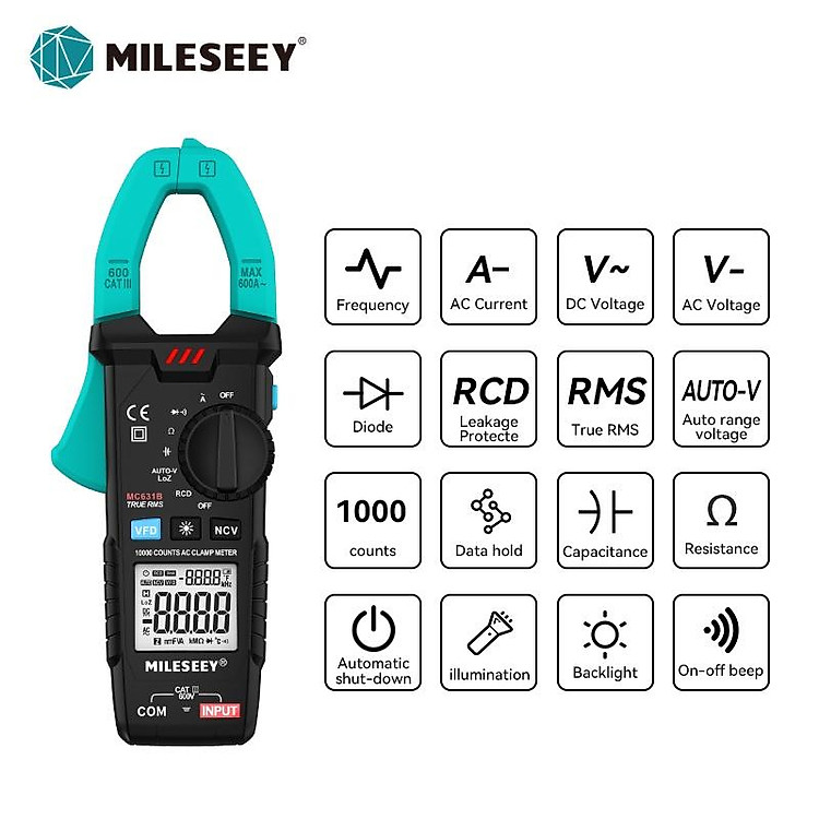 Mileseey Máy Đo Điện Áp/Ampe Kế/Ac631B Kỹ Thuật Số Màn Hình Kỹ Thuật Số Mileseey MC631A MC631B 6000 Đơn Vị Không Tiếp Xúc