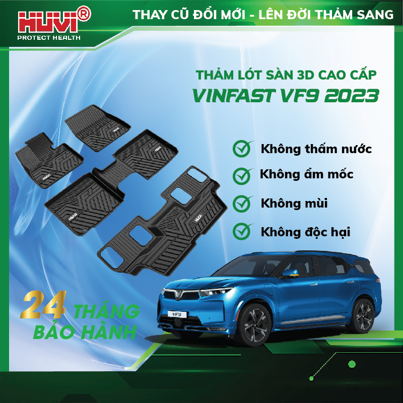 Thảm lót sàn ô tô Vinfast VF9 Huvi nhựa TPE nguyên sinh cao cấp