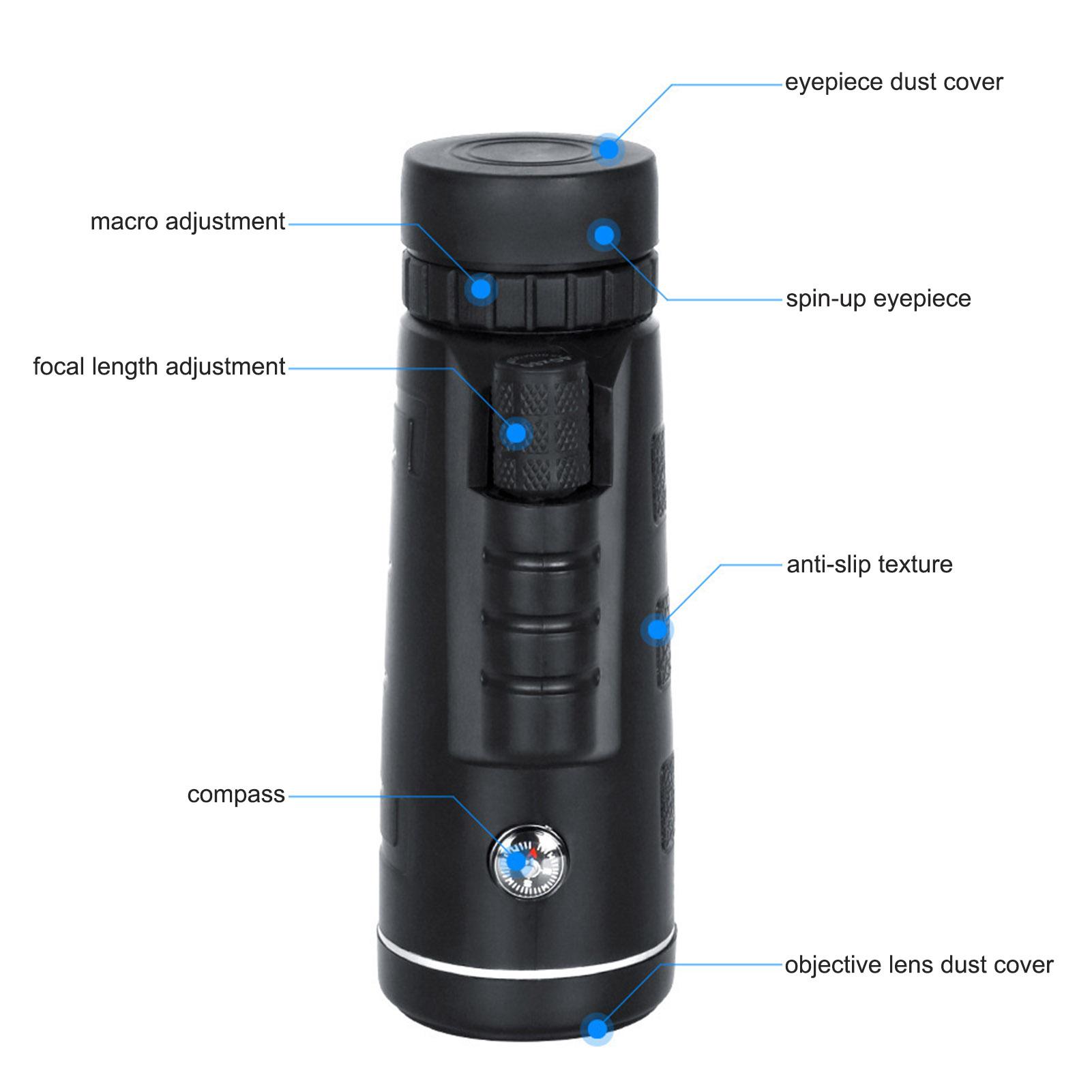 Ống nhòm một mắt Công suất cao 40X60 với giá đỡ điện thoại thông minh, chân máy và la bàn