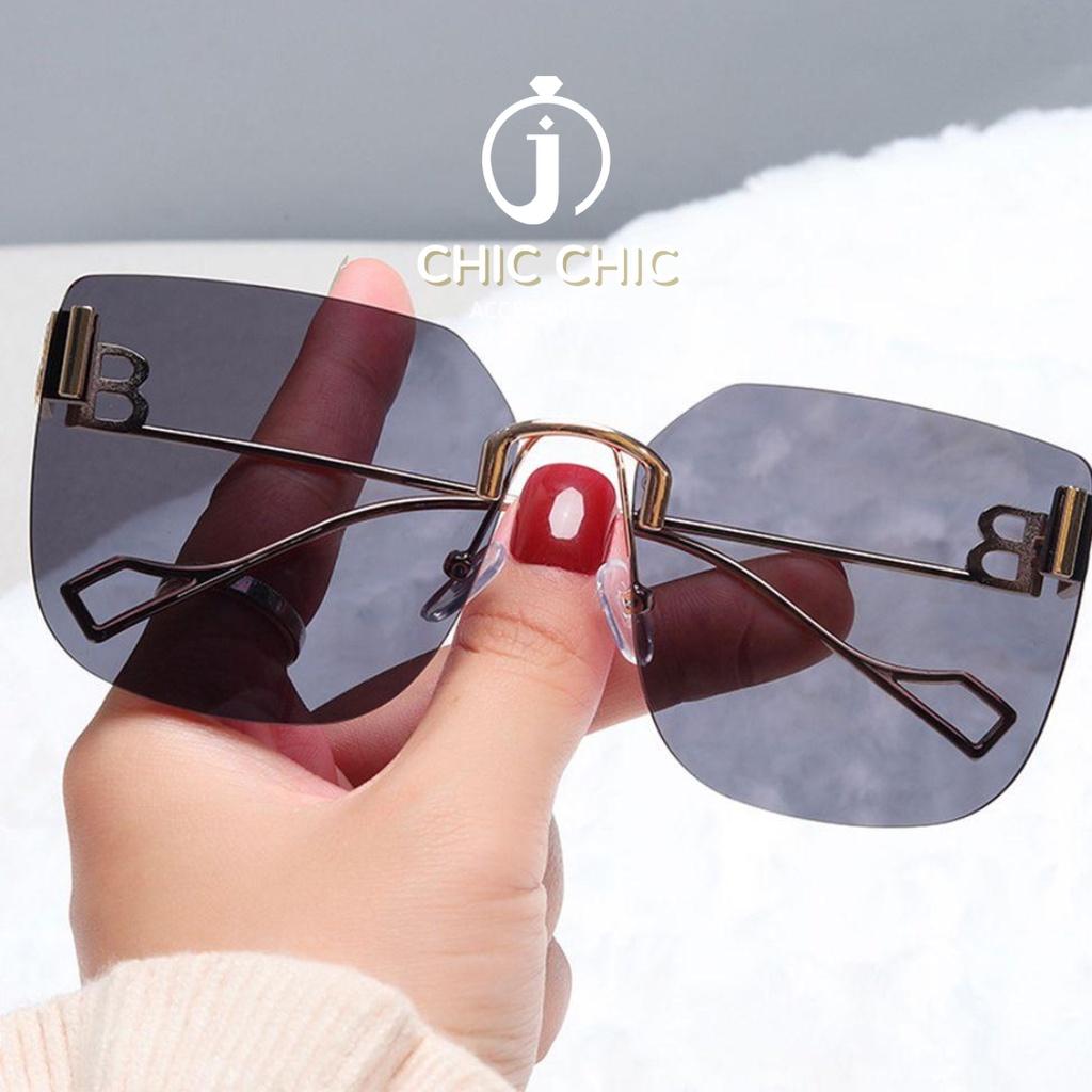 Mắt Kính Mát Nữ Gọng Lớn Màu Vàng Xám Chống Ánh Sáng Xanh Thời Trang | Mắt Kính Chic Chic D30