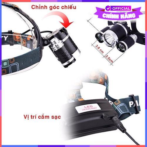 Đèn Pin Led Siêu Sáng Vouller, Đội Đầu 3 Bóng Siêu Sáng (Màu Ngẫu Nhiên) - Hàng Chính Hãng