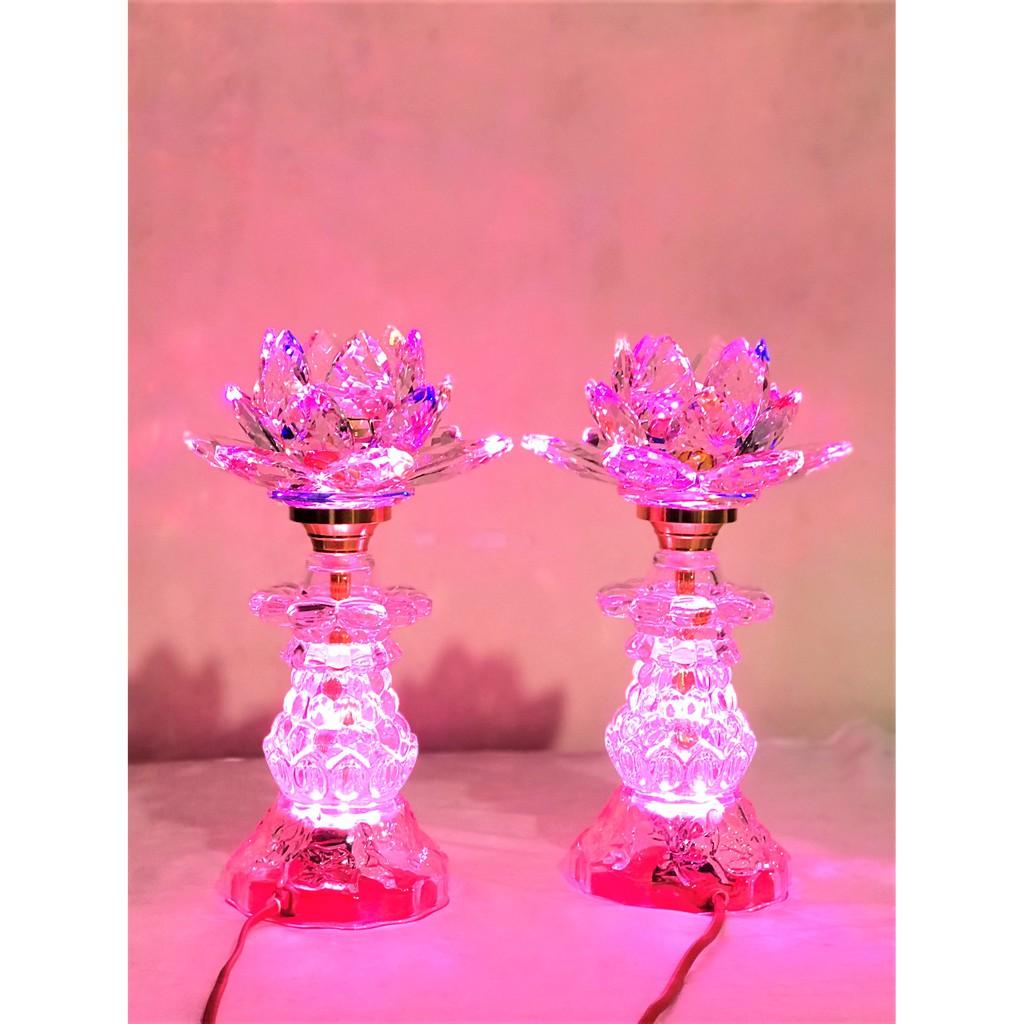 Đèn Pha Lê Hoa Sen cao 25cm