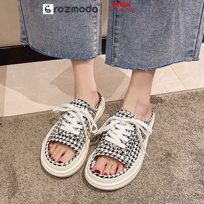 Dép sục nữ hở mũi vải ROZMODA DS01 giày thể thao đạp gót mũi thủng 5 màu cao cấp, đế siêu êm
