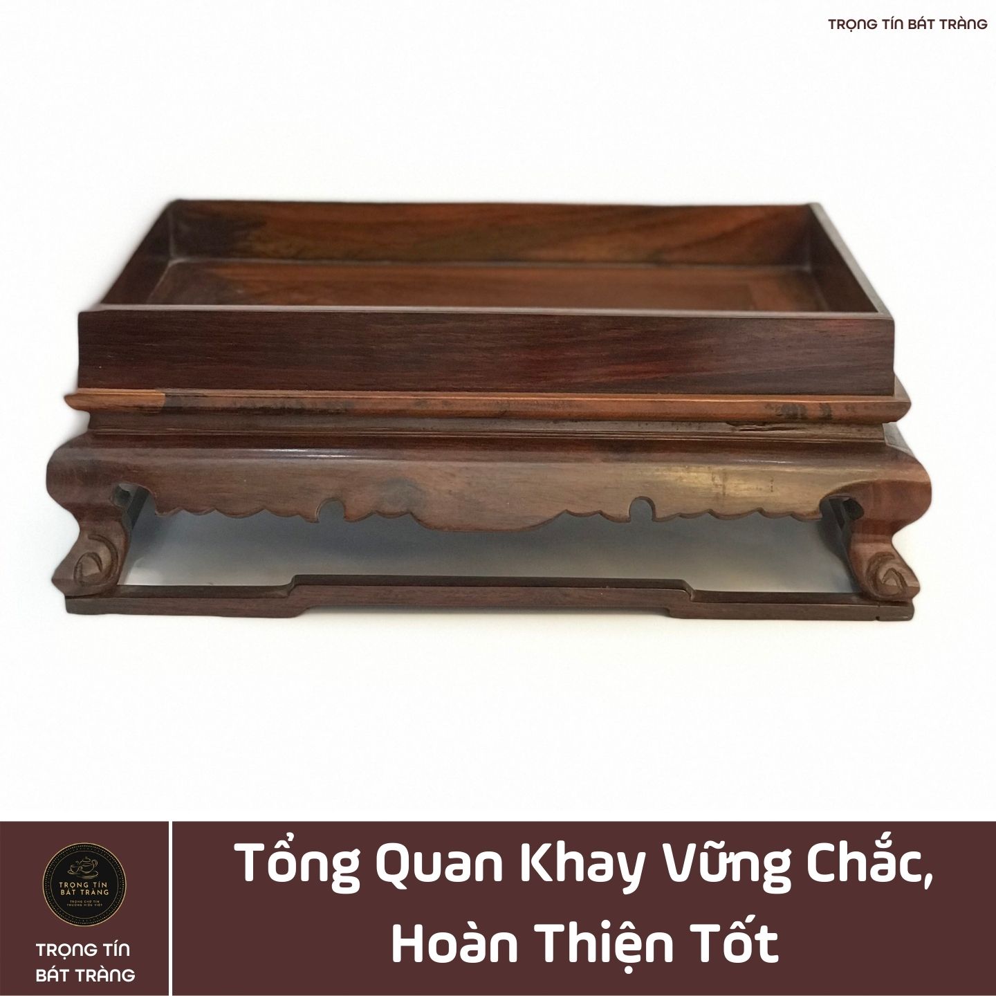 Khay Trà Gỗ Trắc Hình Chữ Nhật Kích Thước 32,5*22,5*12 cm KT 92