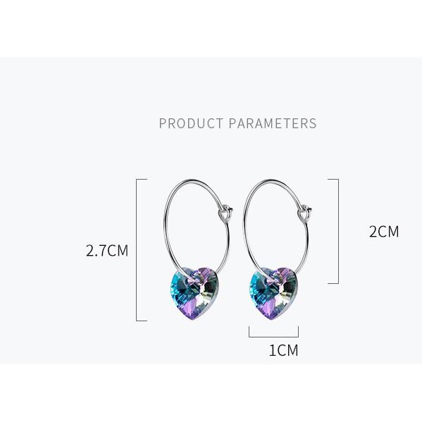 Khuyên tai bạc Ý s925 vòng trái tim đa sắc G0235 - AROCH Jewelry