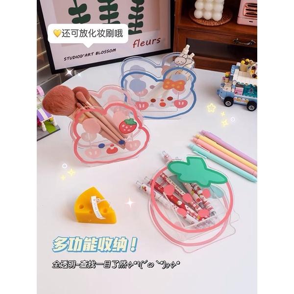 Ống đựng bút bằng nhựa trong suốt hình dễ thương