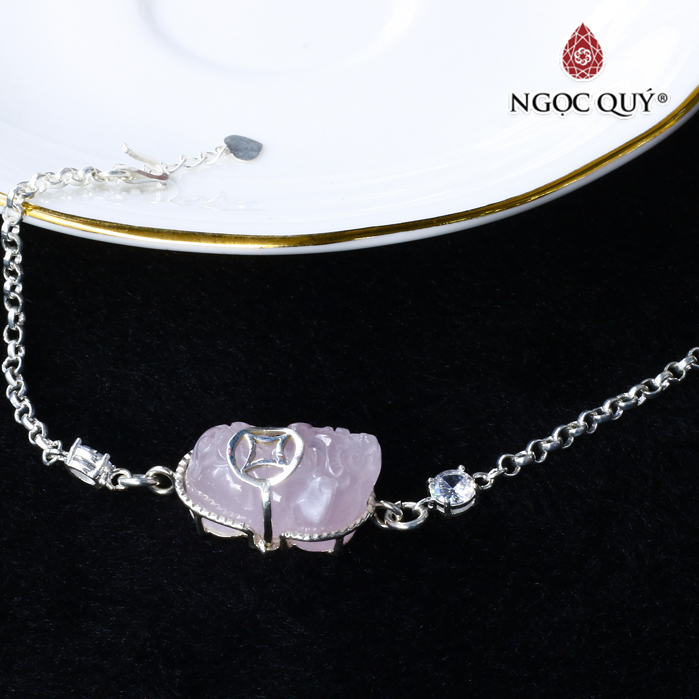 Lắc bạc phối tỳ hưu thạch anh hồng mệnh hỏa, thổ - Ngọc Quý Gemstones