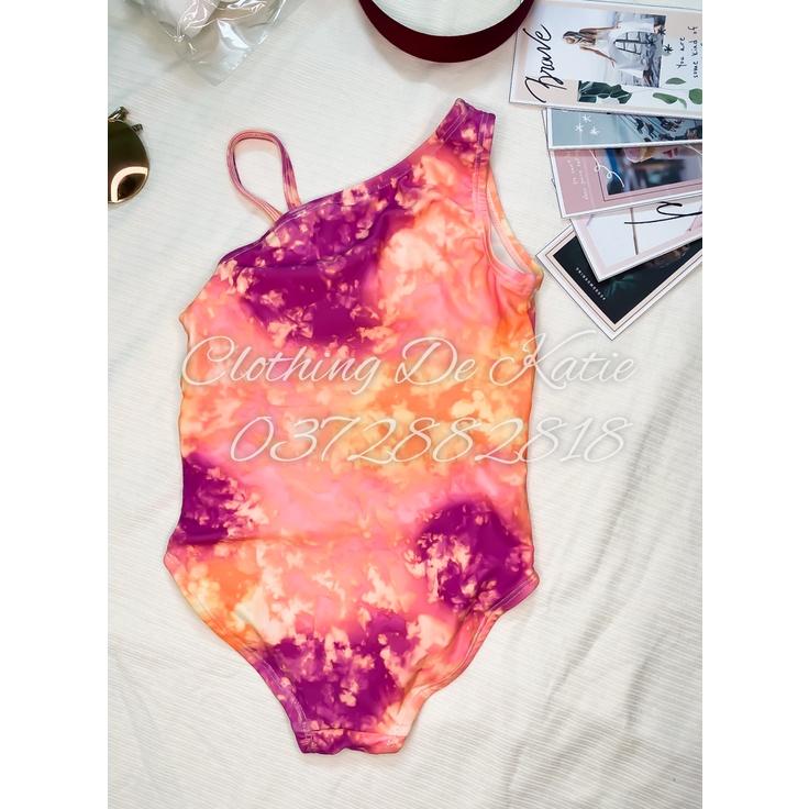 2T-10T Bikini đồ bơi đi biển 1 mảnh màu tye dye bé gái cut out thân trước dây vai chống nắng