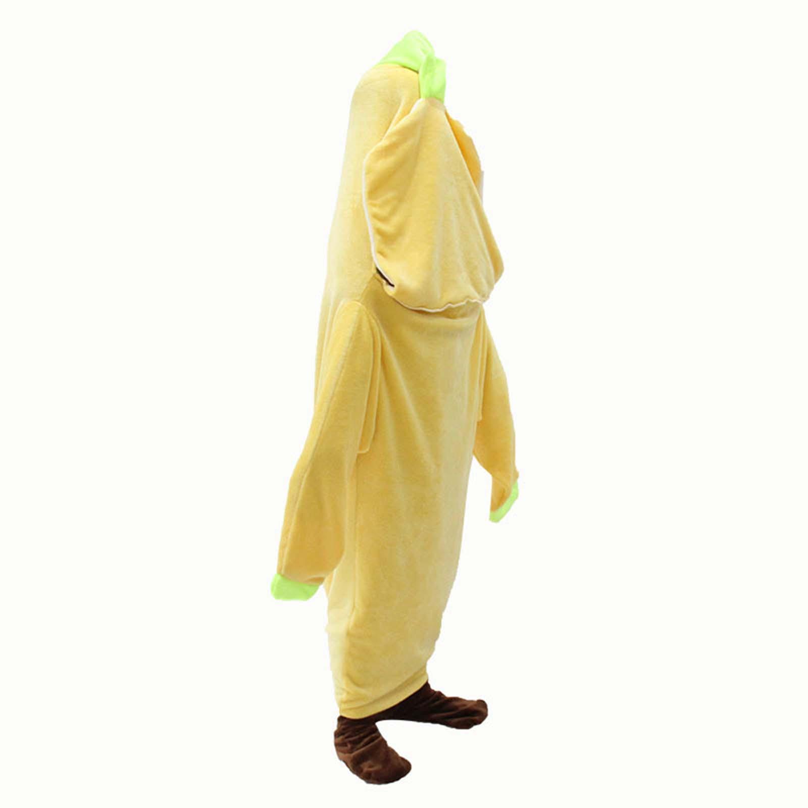 Wearable Banana Blanket Hooded Blanket Jumpsuit Halloween Fruit Sleeping Bag