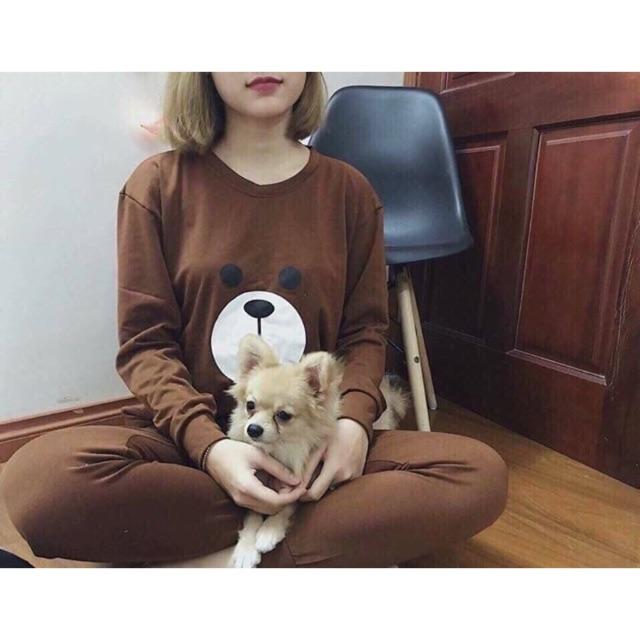 Bộ thu đông dài tau Gấu nâu