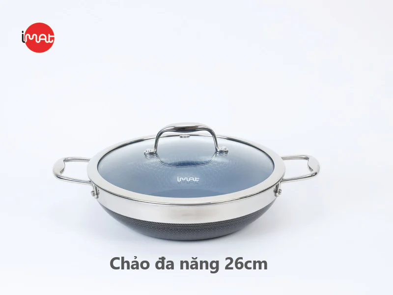 Bộ 5 nồi chảo iMat Hybrid Blackcube, phủ chống dính gốm - Ceramic lòng xanh