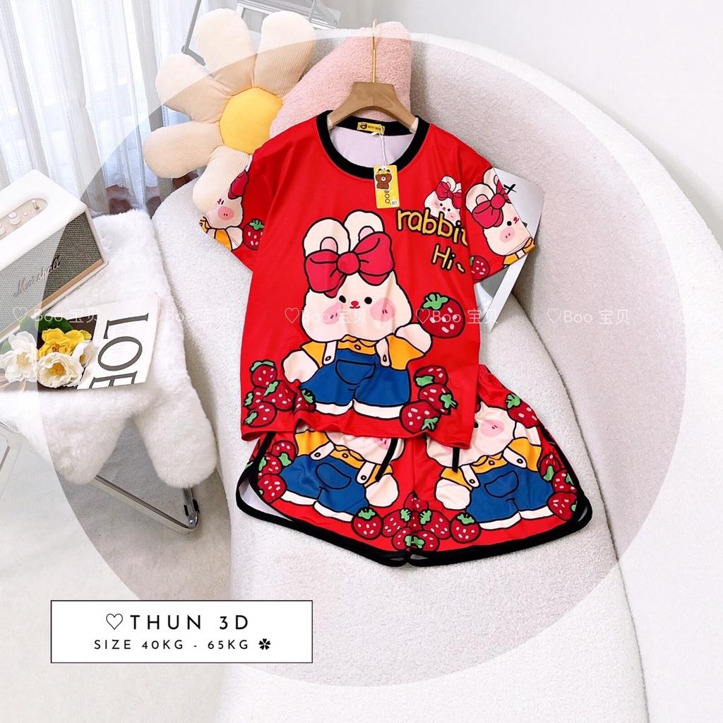 Set Thun Đùi Cotton Mịn In 3D
