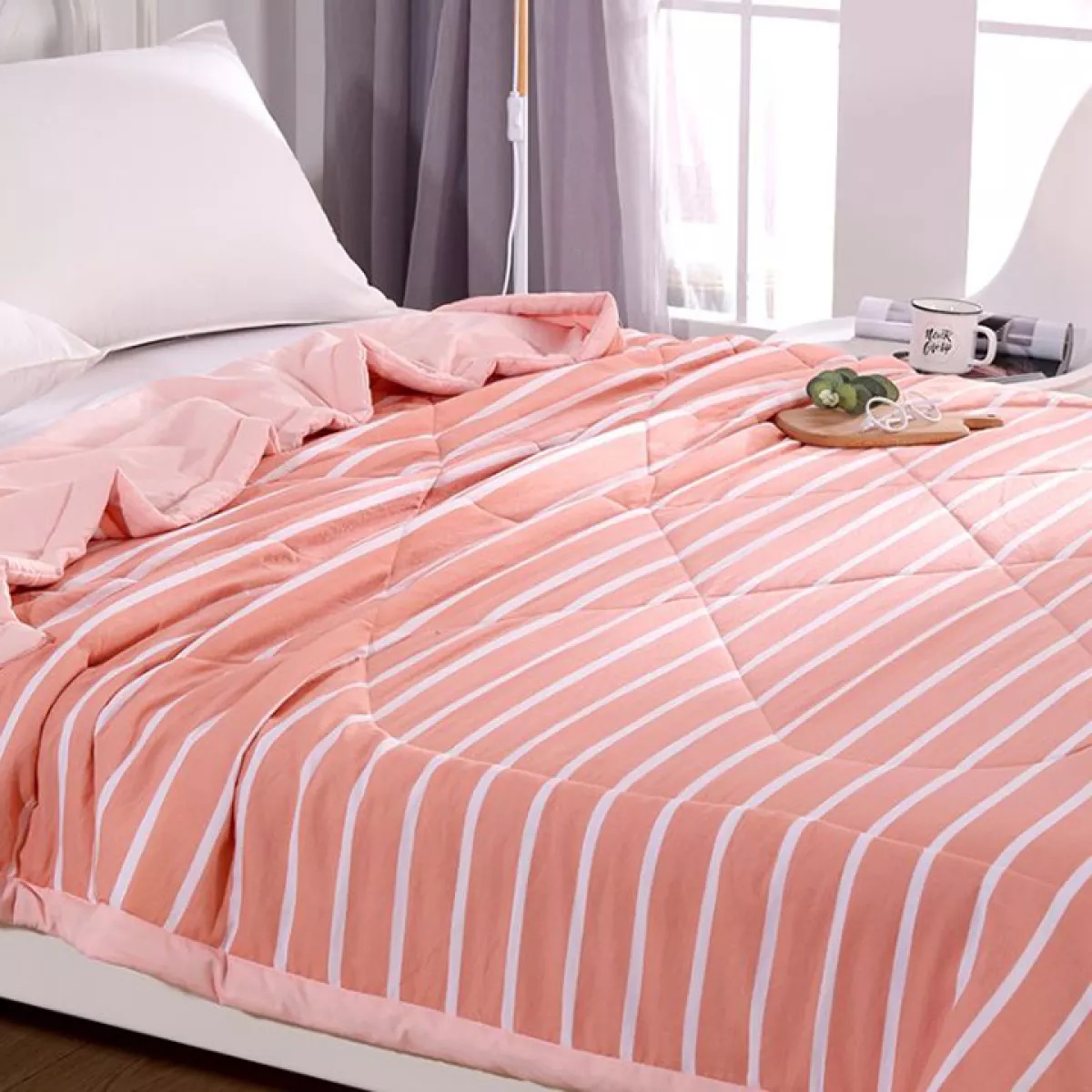 Chăn hè kẻ sọc cotton xuất Nhật