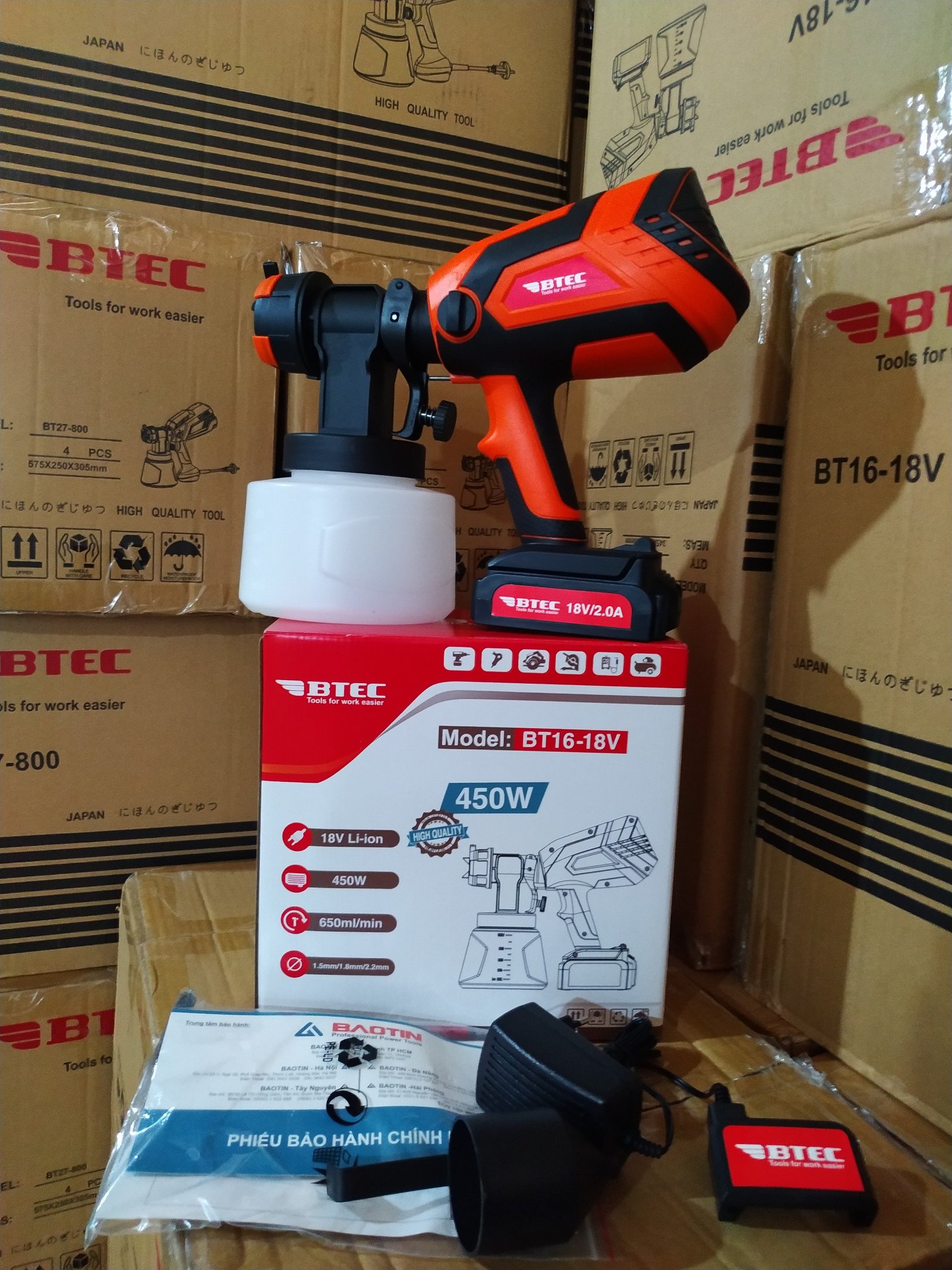 MÁY PHUN SƠN DÙNG PIN BTEC BT16-18V - HÀNG CHÍNH HÃNG