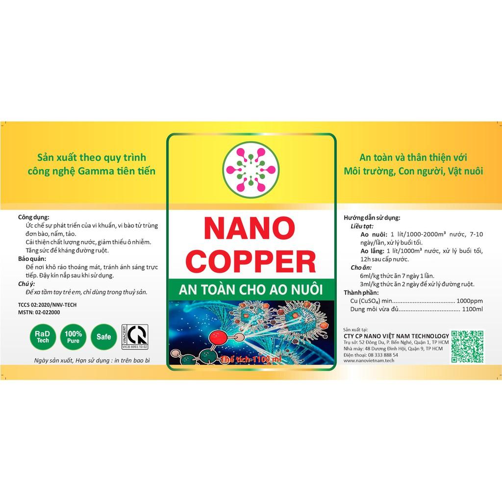 Nano copper 100% nguyên chất nano đồng Nano Vietnam Tech cho tôm, cá và động vật thủy sinh 1100ML