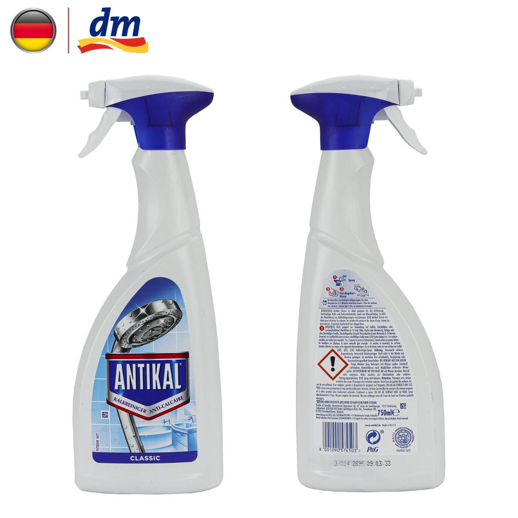 Bình xịt dung dịch tẩy cặn bám trên đồ inox trong nhà tắm Antikal Kalkreiniger, 750 ml - hàng nhập khẩu Đức