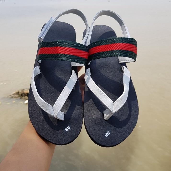 sandal đồng nai xăng đan nam và nữ ( đế đen quai trắng phối dù ) size từ 34 nữ đến 43 nam