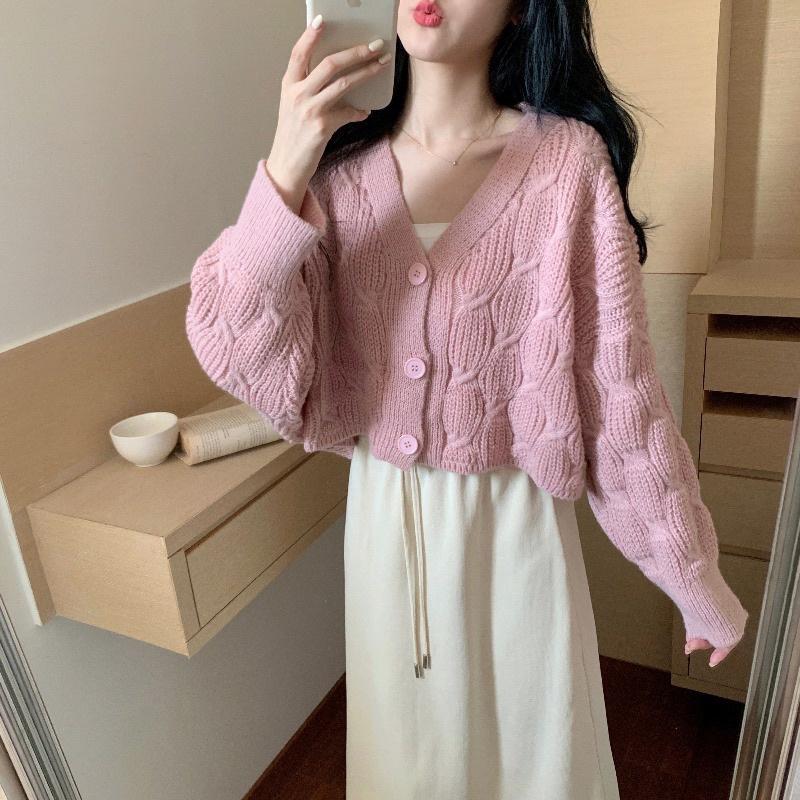 Áo Khoác len nữ (MIỄN SHIP ) Áo cardigan len cánh dơi dáng croptop rộng rãi cổ V trẻ trung năng động, Chất liệu mềm mịn