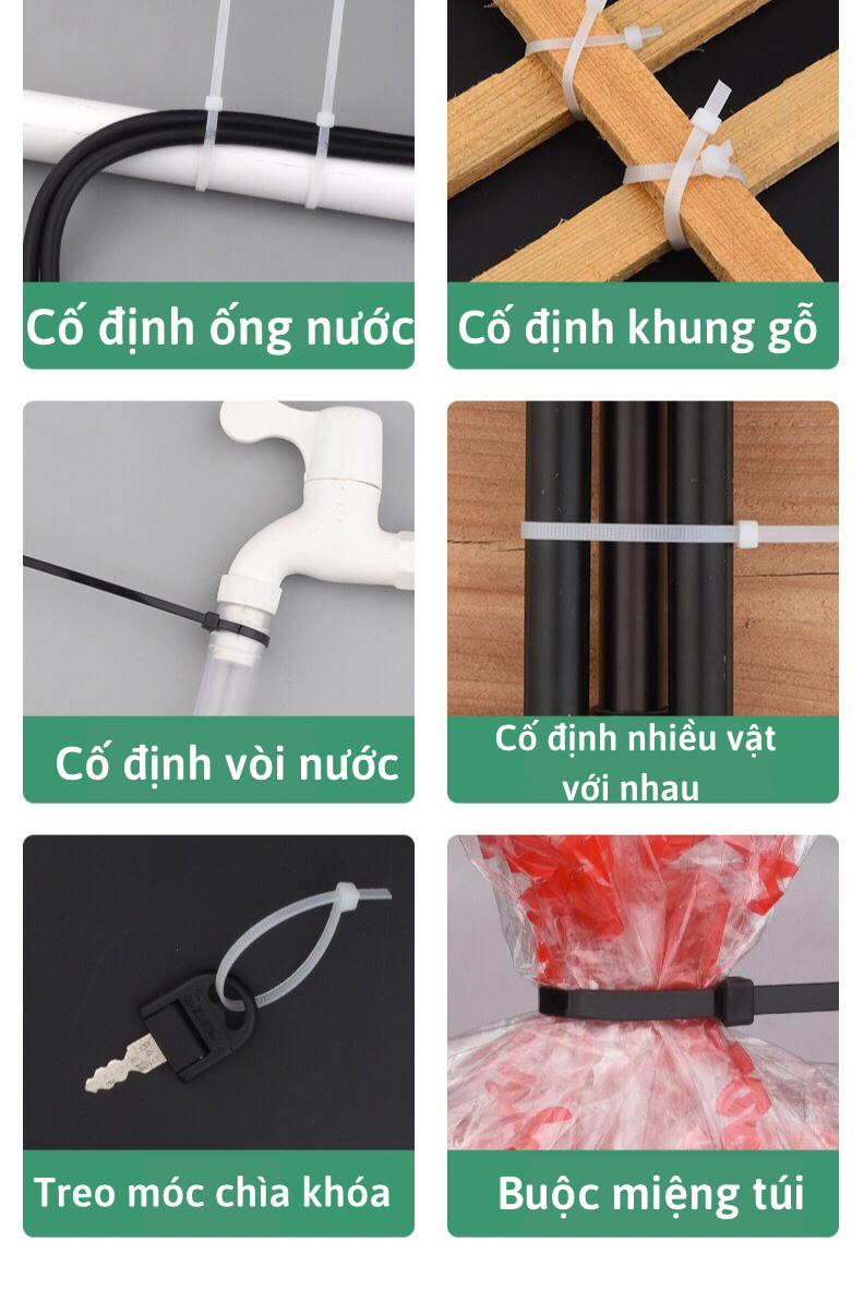 Combo 100c dây rút nhựa đen trắng, dây thít nhựa túi 100c đủ kích thước, rút nhựa, dây thít nhựa đen, dây rút nhựa 30cm, thít nhựa, dây gút nhựa, dây rút,  dây rút 30cm, lạt nhựa, dây lạt nhựa, dây rút trắng, dây lạt nhựa đen