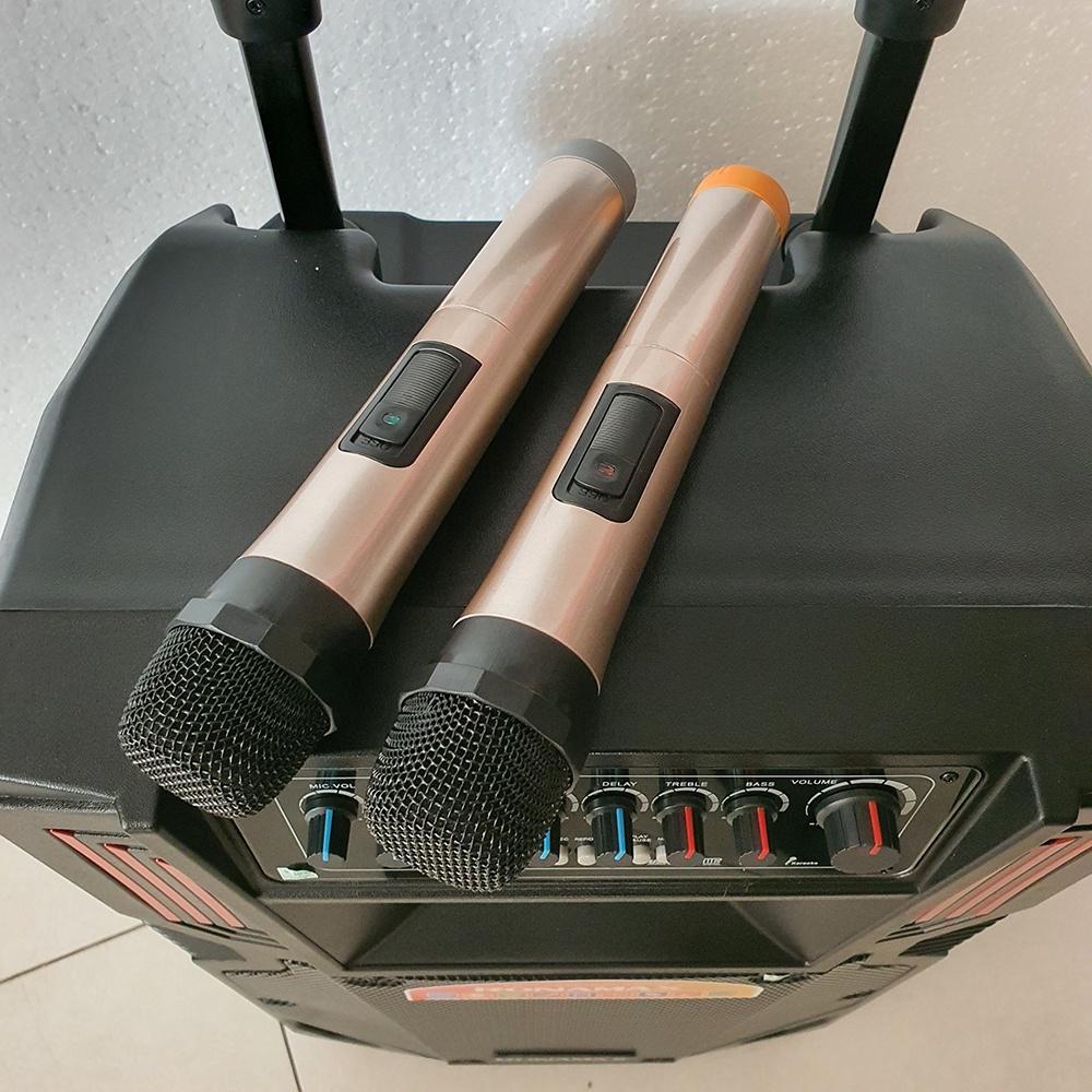 Loa Bluetooth Karaoke RONAMAX F12  tặng 2 micro ko dây, Micro Mới Hát Karaoke Hay Hơn