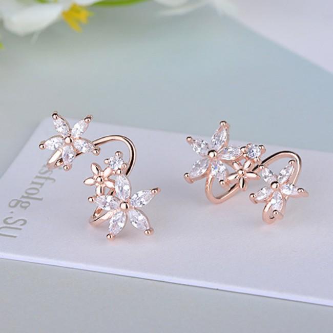 Bông tai hoa đôi nạm đá zircon BHBT278
