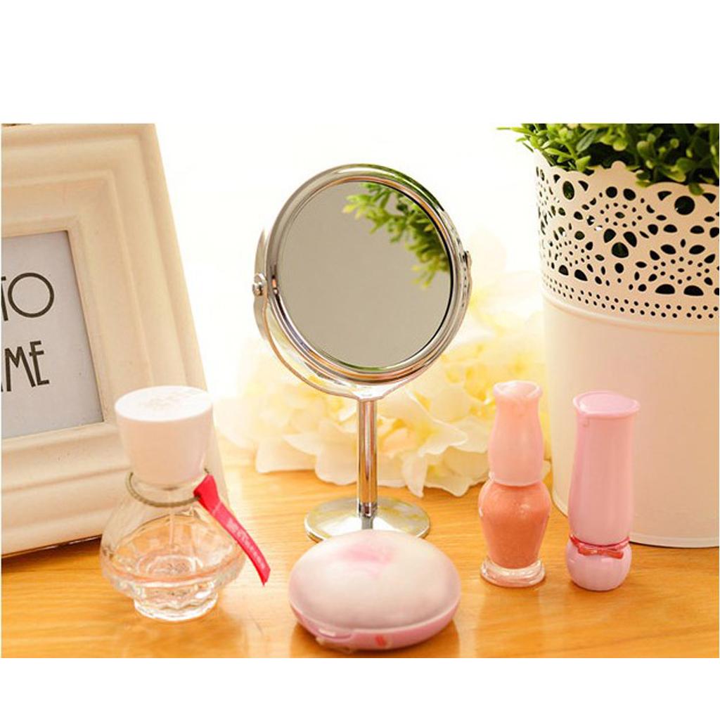Dual Side Normal Magnifying Oval Stand Makeup Cosmetic Vanity Mirrors 2pcs