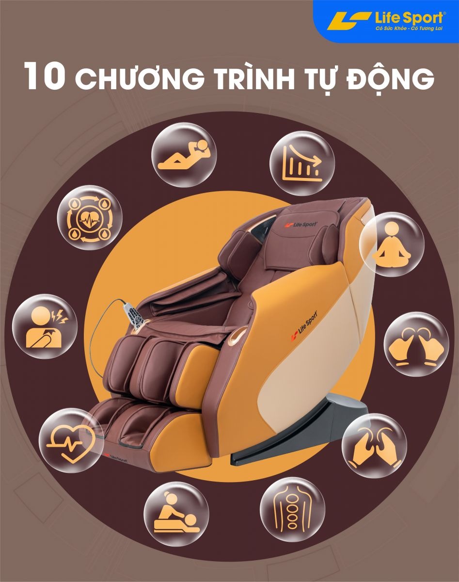 Ghế Massage Toàn Thân Lifesport LS-911, Ghế Massage Với Cảm Biến AI Dò Quét Cơ Thể, Đưa Ra Những Bài Massage Phù Hợp