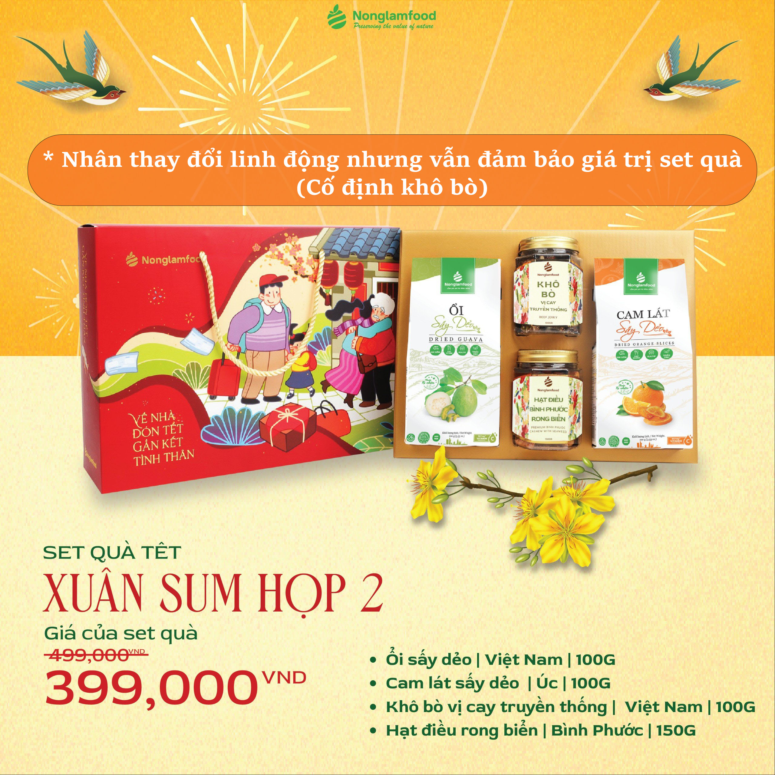 [BỘ QUÀ TẾT 2024] Set quà tết Xuân Sum Họp 2 Nonglamfood | Quà tặng cao cấp Xuân Giáp Thìn cho người thân, bạn bè, doanh nghiệp