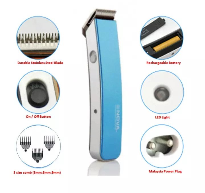Tông Đơ Cắt Tóc NOVA 216 Đa Năng, Nhỏ Gọn , Dễ Sử Dụng, Chuyên Dùng Tại Gia Đình, Pin Sạc Tiện Lợi FULLBOX [ Giao Màu Ngẫu Nhiên ]