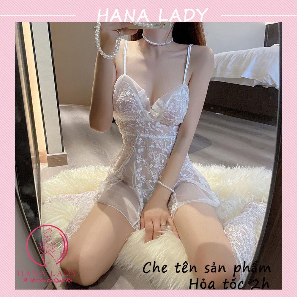 Váy ngủ sexy - Đầm ngủ xuyên thấu gợi cảm xẻ tà ren hoa quyến rũ VN423