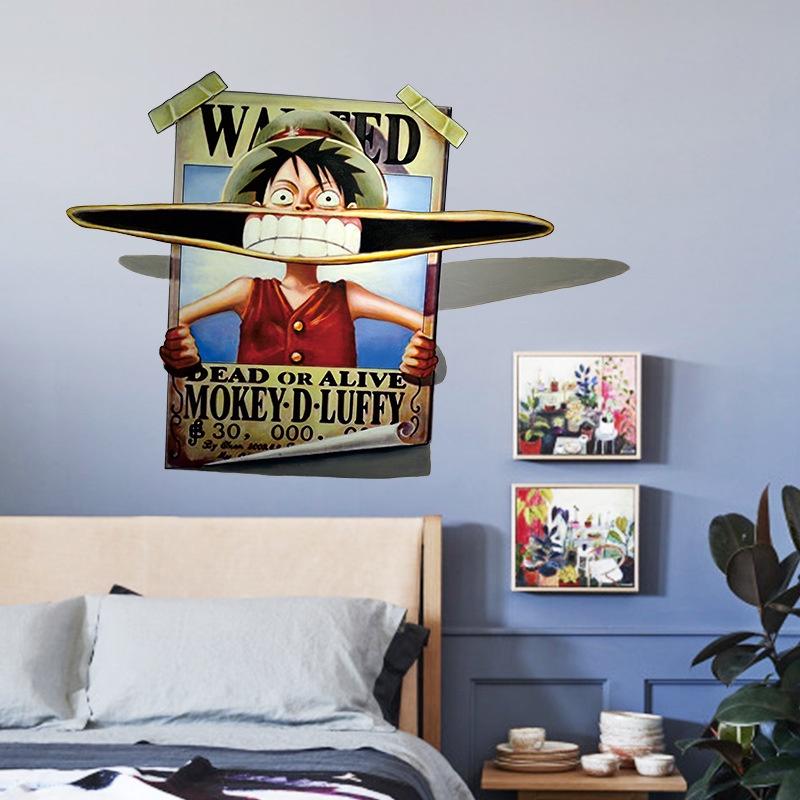 Decal hoạt hình poster One Piece - decal Luffy Wanted