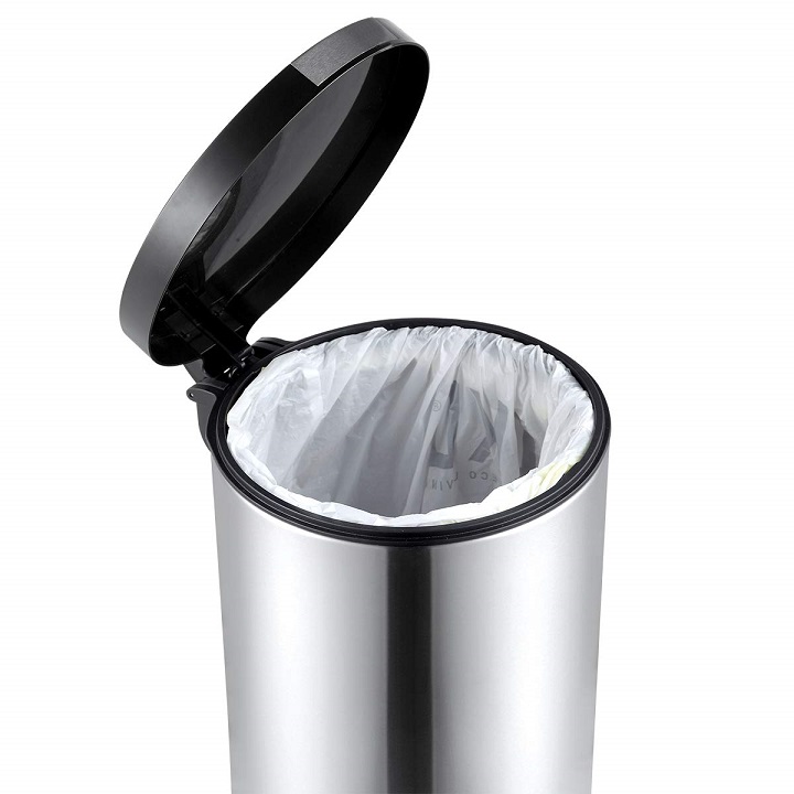 Thùng rác inox đạp chân 12L có nắp đóng chậm cao cấp