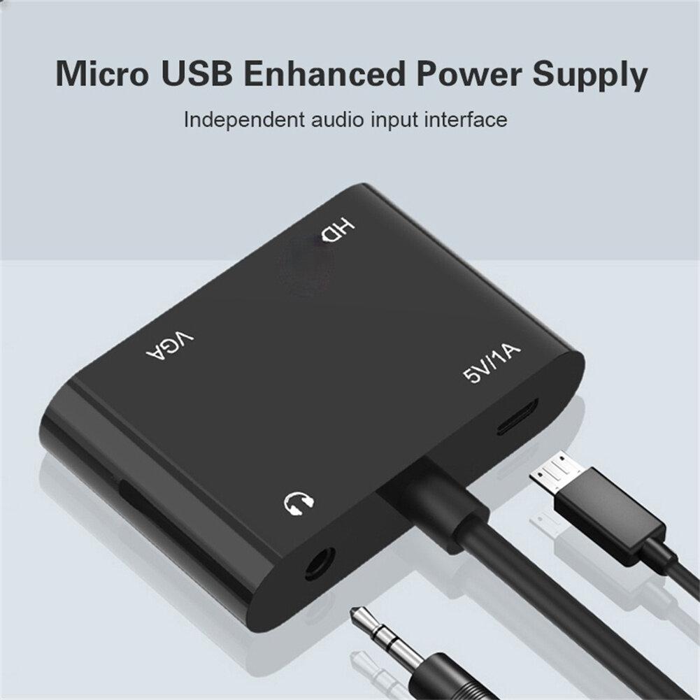 Bộ chuyển đổi tương thích Vga sang Hdmi Bộ chia Vga với bộ chuyển đổi âm thanh 3,5mm cho máy chiếu Pc Hdtv đa cổng Vga