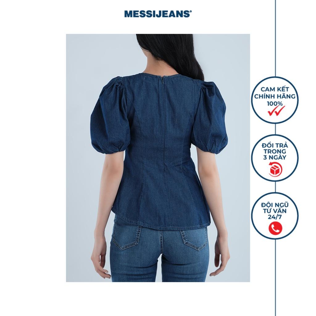 Áo kiểu nữ jeans tay phồng MESSI WJF0163-21