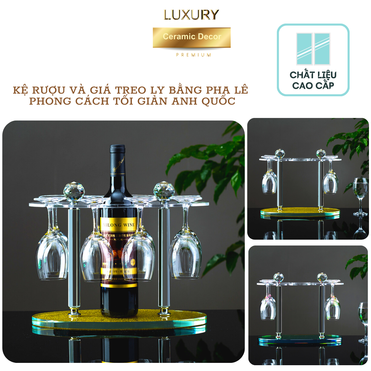 Kệ Để Rượu Và Treo Ly Rượu Vang Pha Lê Cao Cấp Tối Giản Kiểu Anh Quốc - Hàng Nhập Khẩu
