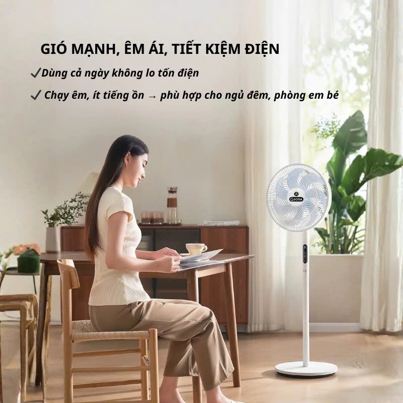 Quạt Cây Đứng GROPA 16 Inch Điều Khiển Từ Xa 8 Cấp Độ Gió Hẹn Giờ 8 Tiếng Siêu Êm Tiết Kiệm Điện 40W - HÀNG CHÍNH HÃNG MINIIN