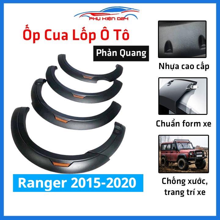 Bộ ốp cua lốp xe ô tô Ranger 2015-2016-2017-2018-2019-2020 đèn phản quang trang trí bảo vệ lốp xe