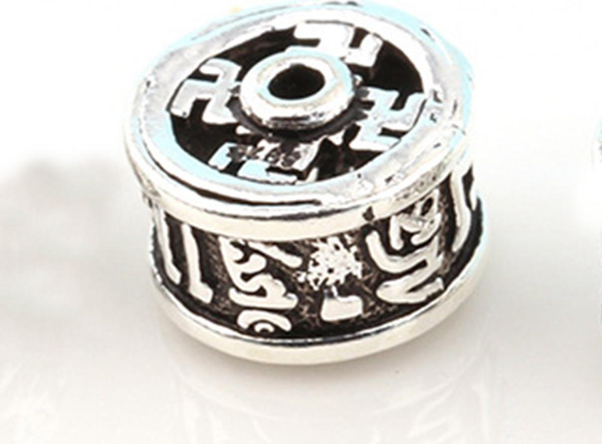 Charm bạc họa tiết lục tự hình trụ - Ngọc Quý Gemstones