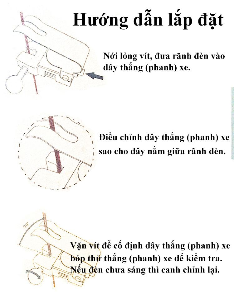 Bộ 2 đèn led phanh xe đạp cho tay thắng trước và thắng sau phù hợp chạy ban đêm