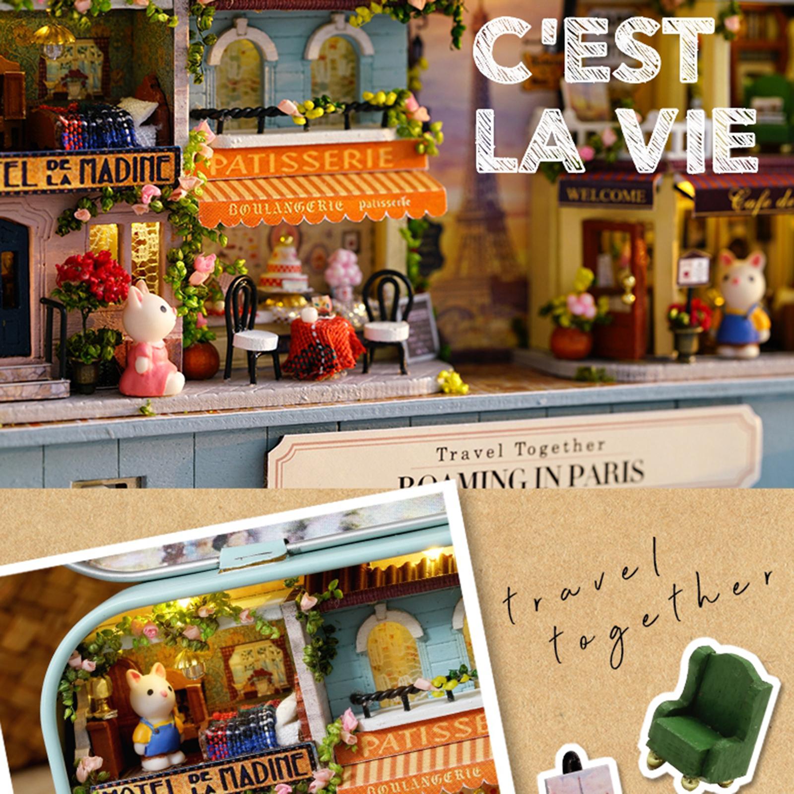 DIY Dollhouse Kit Miniature 3D Theater Retro Tin Box Theatre Models Box with LED Light Creative Craft Sweet Dream House Toy
