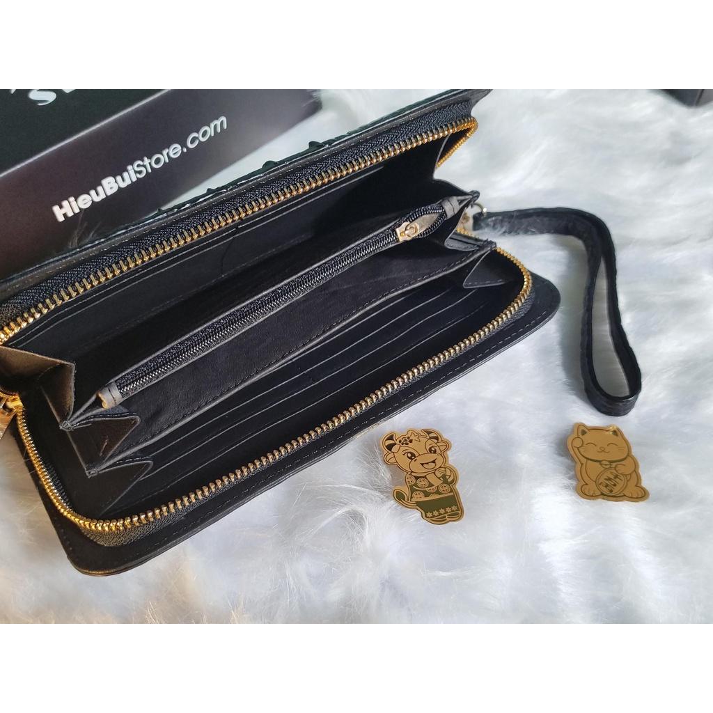 Ví Cầm Tay 1 Khóa Clutch Da Cá Sấu Cao Cấp Màu Đen