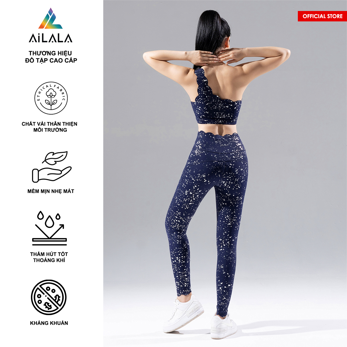 Bộ quần áo thể thao nữ AiLALA LUX51, Đồ tập Yoga Gym Pilates, chất vải Hi-tech cao cấp