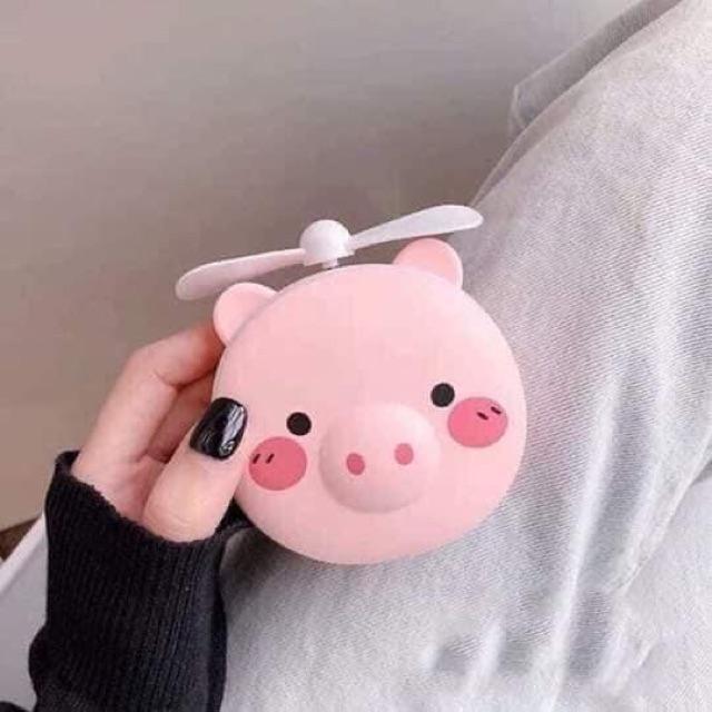 Gương đèn quạt sạc usb 3in1 hình heo siêu cute