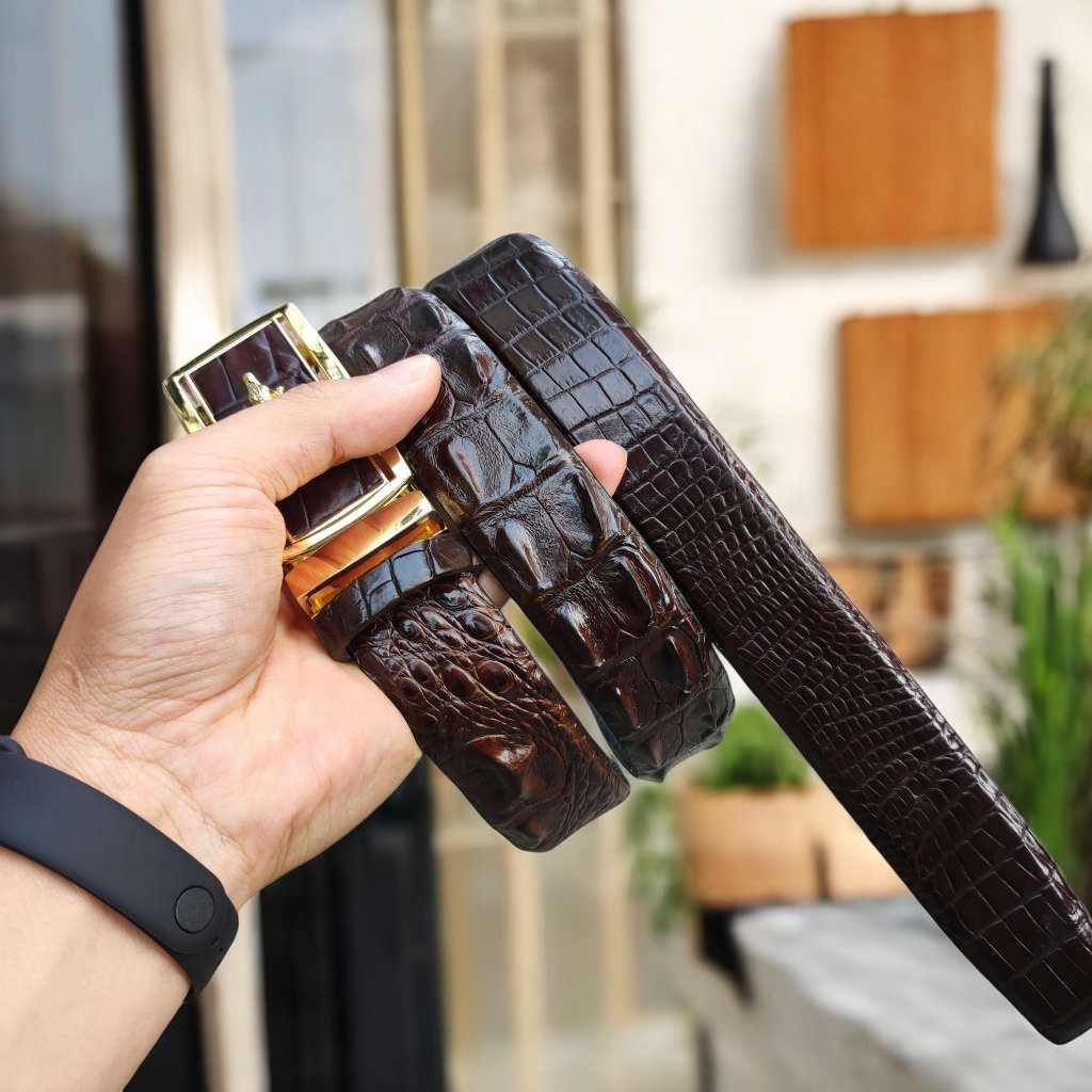 Thắt Lưng Gù Gai Cá Sấu Rất Đẹp TS103A (mặt vàng)