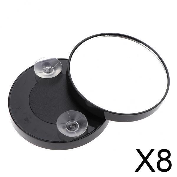 8x5X Magnifying Suction Cup Travel Mirror for Precise Makeup Apply 2pcs Black